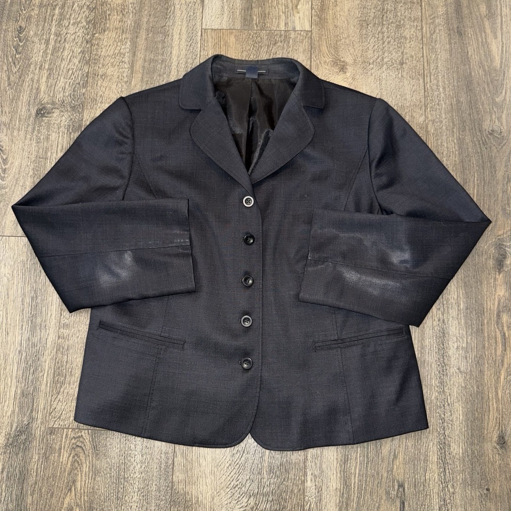 Gap‎ Women's Size 14 Blazer Suit Jacket Career Work Office Solid Black Wool